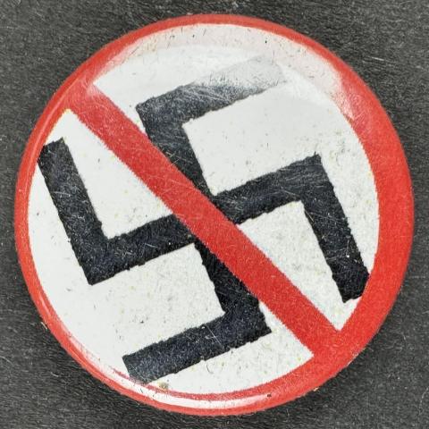 WW2 German Nazi wartime ANTI SWASTIKA ANTI GERMANY propaganda pin USA