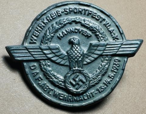 WW2 German Nazi Wehrkreis-Sportfest Wehrmacht 1939 shield badge award