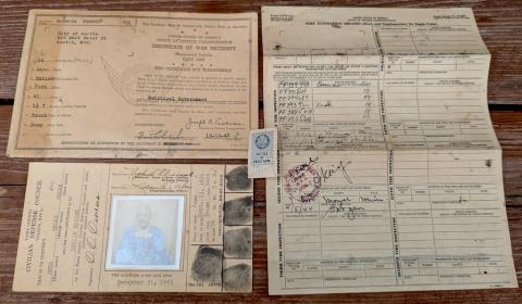 WW2 USA CIVILIAN DEFENCE COUNCIL identification papers set with photo finger prints signature for a SENIOR WARDEN Masonic Blue Lodge WW2 USA CIVILIAN DEFENCE COUNCIL identification papers set with photo finger prints signature for a SENIOR WARDEN Masonic Blue Lodge