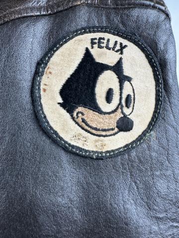 WW2 USA Flying Tigers AVG original PEARL HARBOR leather jacket BLOOD CHIT CBI PATCH SKULL FELIX THE CAT