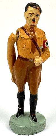 ADOLF HITLER figurine moving arm Heil Hitler RARE with brown shirt swastika elastolin lineol toy ah