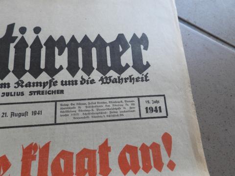 Antisemitic Third Reich most infamous magazine gazette DER STURMER 1941