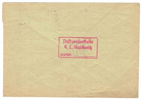 Auschwitz concentration camp inmate letter feldpost 1940 stamped Holocaust Polish Krakow