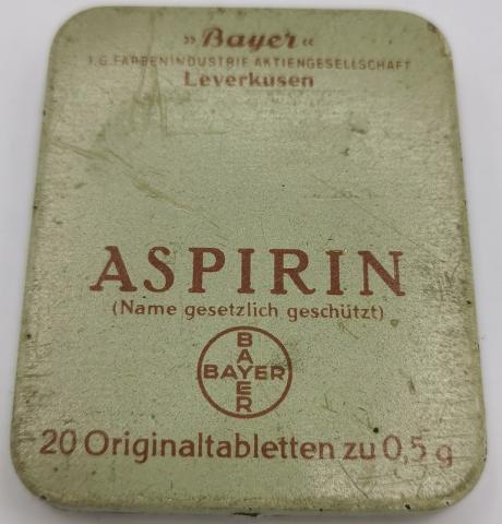 Auschwitz III Monowitz Farben Industries BAYER forced labor ASPIRIN large tin can