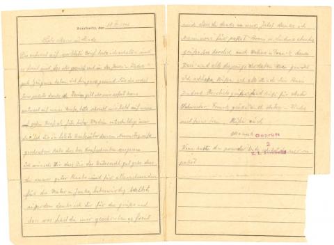 Concentration camp AUSCHWITZ feldpost letter inmate holocaust stamped