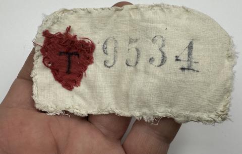 red T triangle RESEARCHED survivor inmate RAVENSBRUCK PATCH ID kl kz Concentration Camp