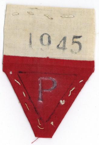 Concentration camp survivor PATCH red triangle political passport photos ID liberation holocaust polish poland