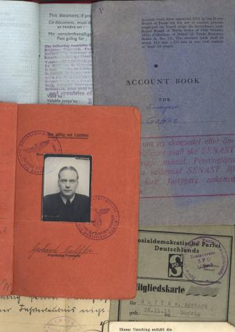 Concentration camp survivor PATCH red triangle political passport photos ID liberation holocaust polish poland