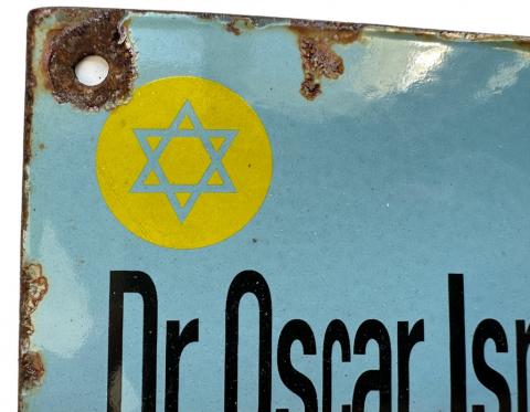 Dr. Oscar Hirschberg’s office sign Only licensed to treat Jews - 1930s German Holocaust Antisemitic law
