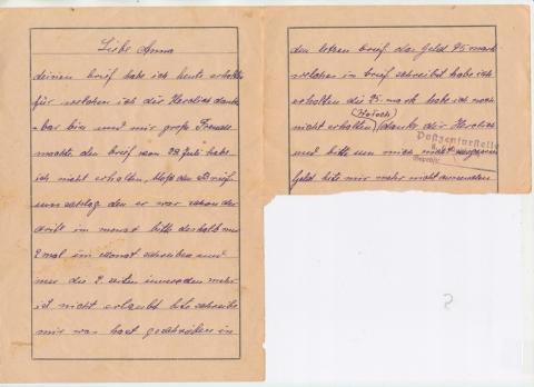 Holocaust concentration camp AUSCHWITZ inmate letter 1941 feldpost
