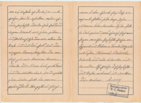 Holocaust Concentration Camp DACHAU inmate's letter feldpost 1941