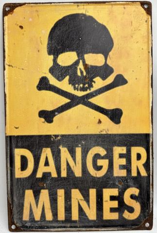 Holocaust Concentration camps DACHAU liberation DANGER MINES skull sign