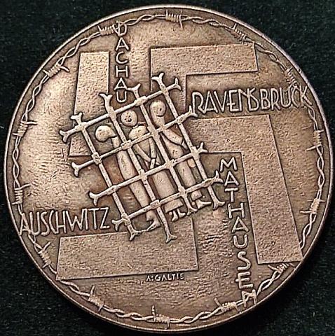 Holocaust Mathausen Dachau Ravensbruck AUSCHWITZ liberation survivor commemorative coin
