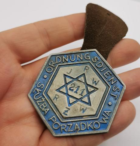 Holocaust Star of David jewish kapo ghetto getto pin button badge numbered