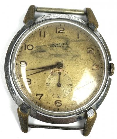 JUSTA Ancre 15Rubis Military WWII Swiss made wristwatch from 1940's Luftwaffe Wehrmacht Waffen SS