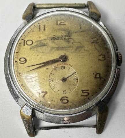 JUSTA Ancre 15Rubis Military WWII Swiss made wristwatch from 1940's Luftwaffe Wehrmacht Waffen SS