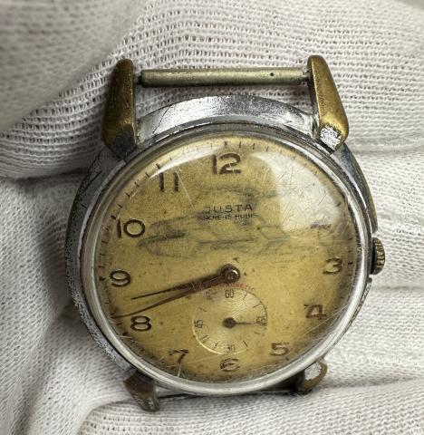 JUSTA Ancre 15Rubis Military WWII Swiss made wristwatch from 194JUSTA Ancre 15Rubis Military WWII Swiss made wristwatch from 1940's Luftwaffe Wehrmacht Waffen SS's Luftwaffe Wehrmacht Waffen SS