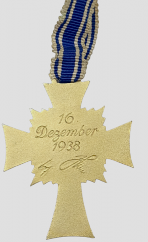 mother cross 1st class gold medal document Adolf Hitler AH signature autograph and General NSDAP HANDMADE signature