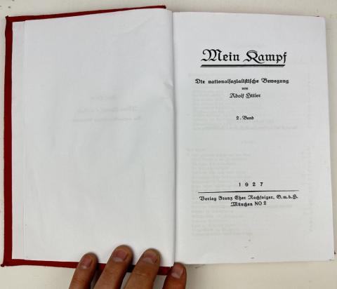 FIRST EDITION Mein kampf 1927 book vol 2 Adolf Hitler fuhrer 1925
