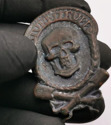 RARE WW1 WW2 German Nazi totenkopf skull Austrian sturmtropp relic badge