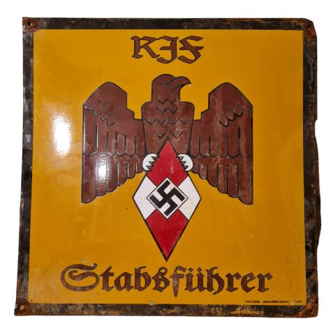 enamel sign WW2 German Nazi hitler Youth RJF Stabsführer Reichsjugendführer 