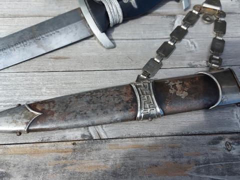 RARE WW2 German Nazi WAFFEN SS enlisted unmarked chained dagger with portepee