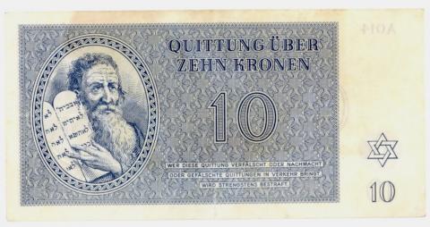 Reinhard Heydrich Waffen SS propaganda Austrian Theresienstadt Ghetto currency Jew Jewish Zehn Kronen