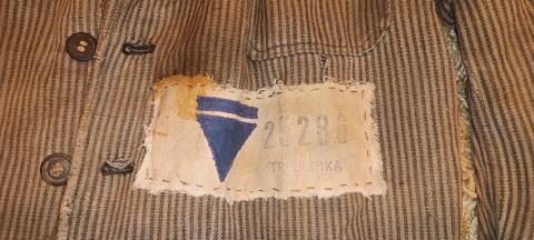 original Concentration Camp TREBLIKA survivor inmate jacket patch uniform