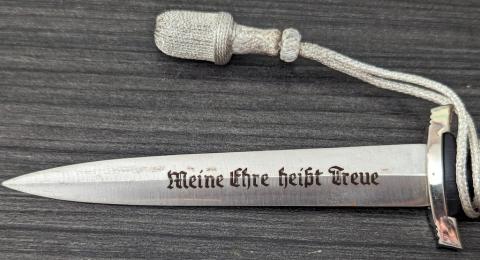 MINIATURE SS chained dagger WW2 German Nazi portepee unmarked blade