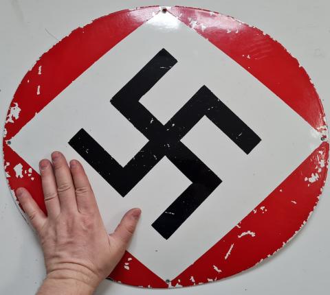 ww2 german NSDAP third reich swastika metal sign original