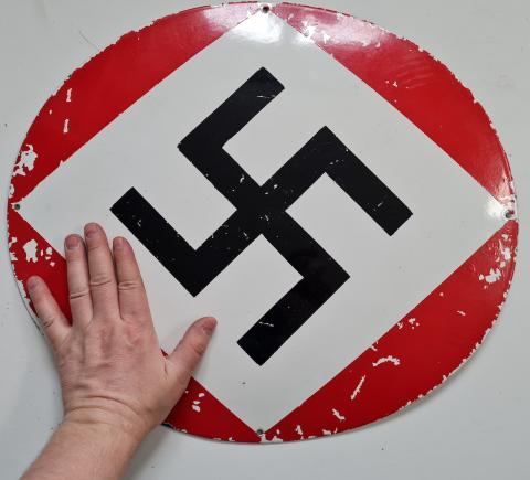 ww2 german NSDAP third reich swastika metal sign original