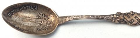 SWASTIKA LUCK INDIAN SILVER SPOON MARKED 1920S 1910S KALAMAZOO