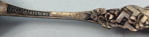 SWASTIKA LUCK INDIAN SILVER SPOON MARKED 1920S 1910S KALAMAZOO