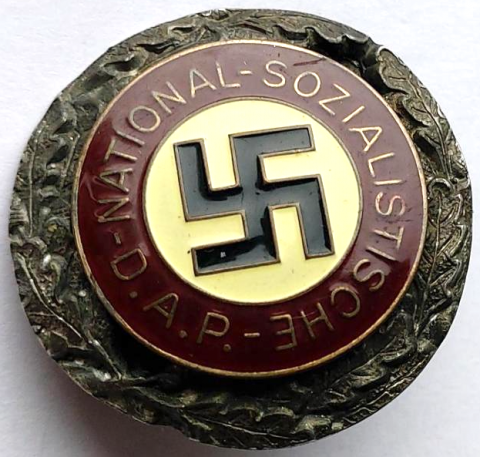 Third Reich NSDAP party early nsdap gold membership pin golden unmarked relic