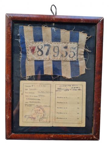 Concentration camp Sahsenhausen inmate uniform PATCH ID ausweis original holocaust