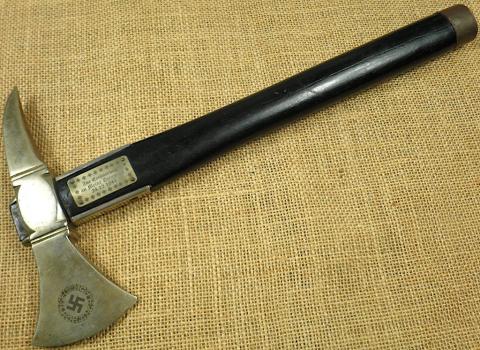 UNIQUE WW2 German Nazi fire FIREMAN dress axe for faithful years of services