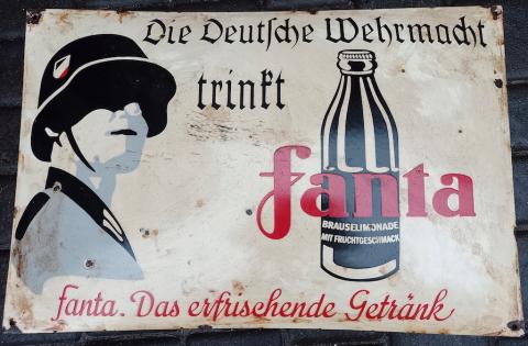 VERY RARE WW2 German Third Reich FANTA enamel large advertising sign