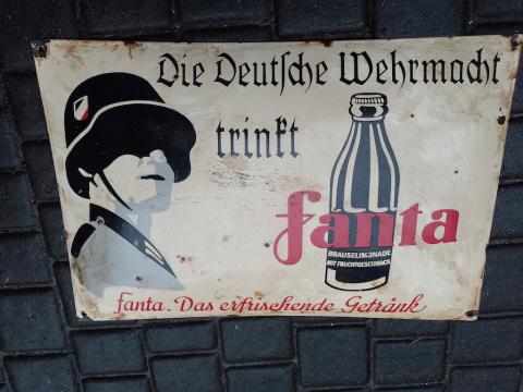 VERY RARE WW2 German Third Reich FANTA enamel large advertising sign