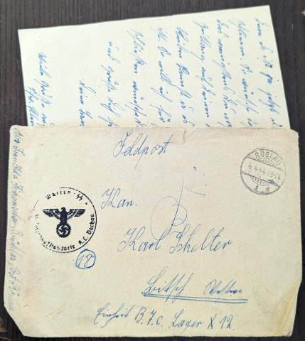 Waffen SS concentration camp DACHAU guard feldpost letter stamped