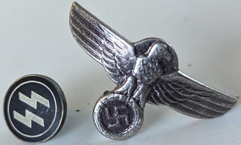 Waffen SS dagger pin set eagle RZM & Ss runes pin unusued RARE