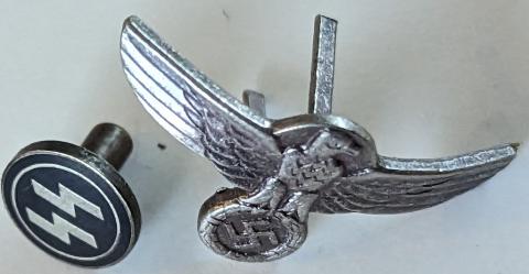 Waffen SS dagger pin set eagle RZM & Ss runes pin unusued RARE