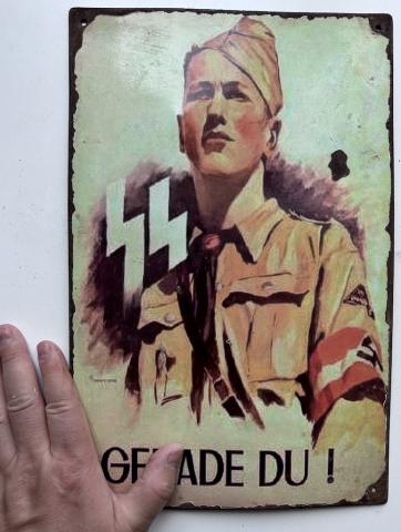WAFFEN SS recruitment sign Hitler Youth Hitlerjugend gerade du original