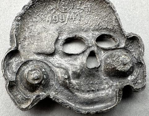 Waffen SS totenkopf metal skull insignia visor cap RZM 499/41