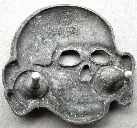 Waffen SS totenkopf metal skull insignia visor cap RZM M1/52