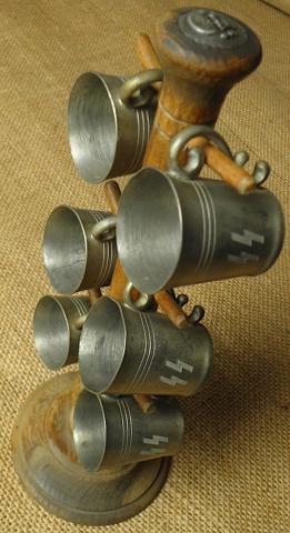 Waffen SS Totenkopf set silverware SS cups skull original for sale