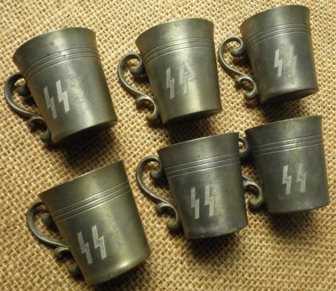 Waffen SS Totenkopf set silverware SS cups skull original for sale