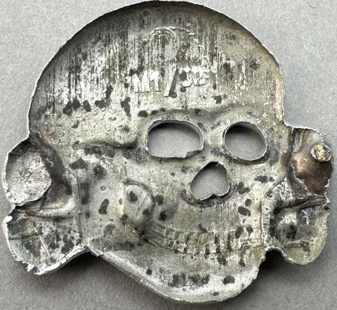 Waffen SS Totenkopf skull metal insignia visor cap RZM m1/52 original
