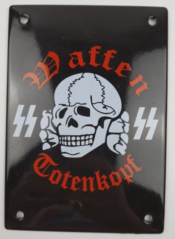 Waffen SS Totenkopf skull recruitment metal enamel wall sign replika repro