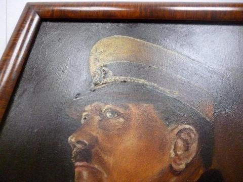 Adolf Hitler Fuhrer oil painting portrait frame photo original