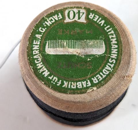 War time WW2 German Ghetto Litzmannstadt Lodz fabrik black coton thread no glow